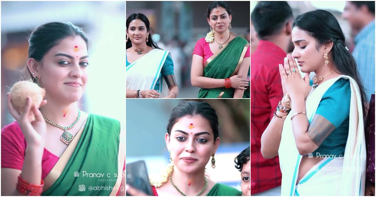 Anusree And Aditi Ravi At Guruvayoor Temple