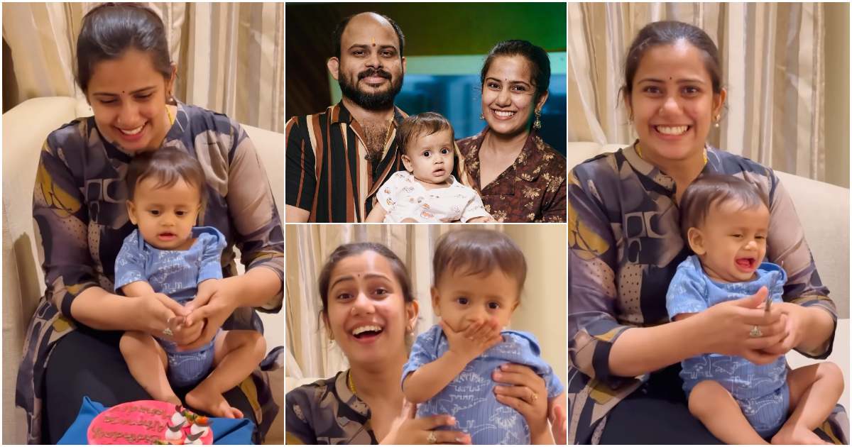 Devikaa Nambiaar Vijay Maadhhav Son Athmaja Mahadev First Birthday