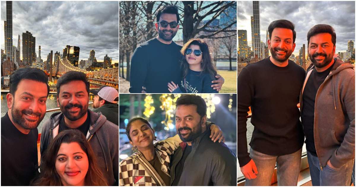 Prithviraj Sukumaran And Indrajith Family At New York City