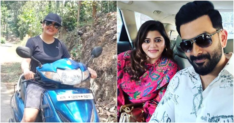 Supriya Menon Prithviraj Scooter Ride Viral Video